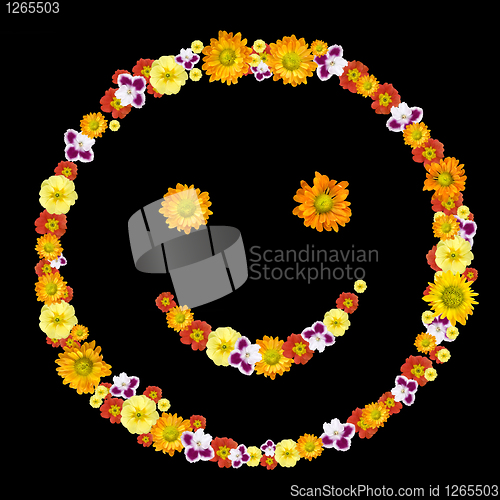 Image of decorative smile symbol from color flowers