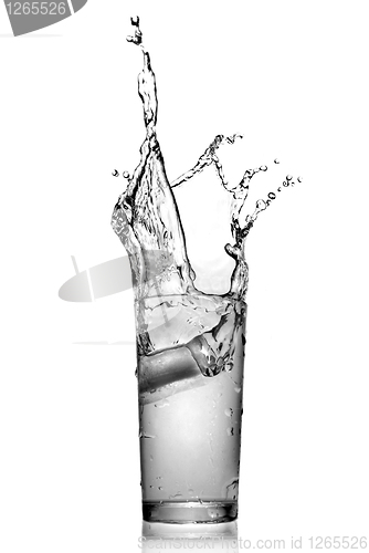 Image of water splash in glass isolated on white