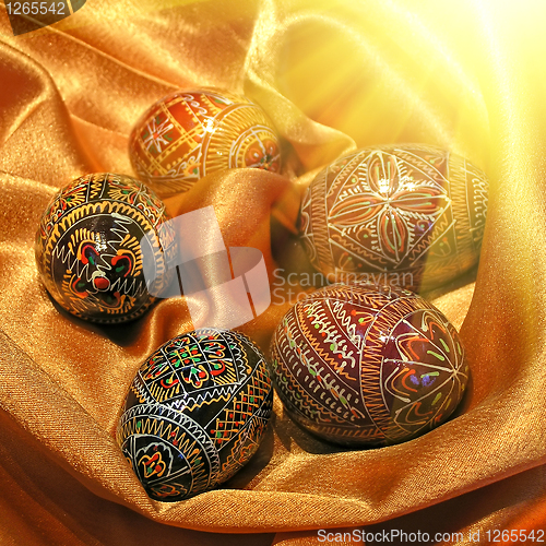 Image of easter eggs on satin