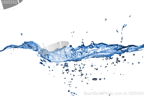 Image of water splash with bubbles isolated on white