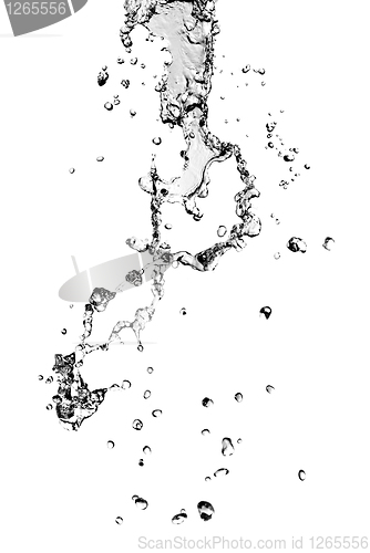 Image of water splash with bubbles isolated on white