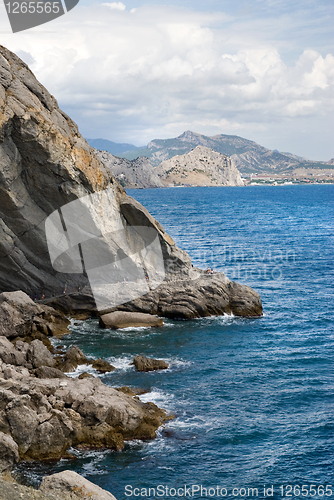 Image of landscape with sea and mountains