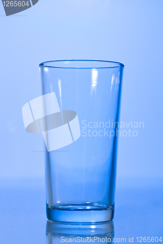 Image of empty glass on blue