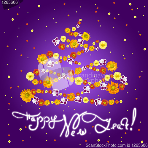 Image of New Year greeting card with flowers