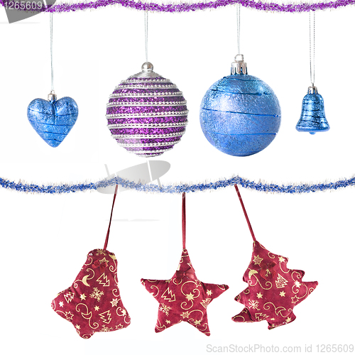 Image of Christmas balls and decoration isolated on white