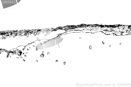 Image of water splash with bubbles isolated on white