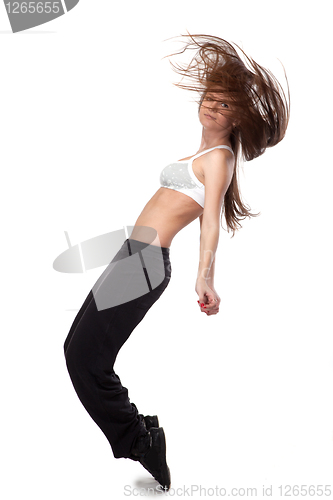 Image of attractive jumping woman