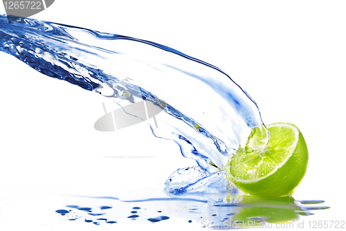 Image of fresh water drops on lime isolated on white