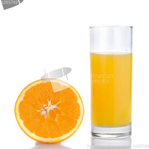 Image of orange juice and orange isolated on white
