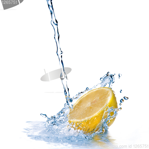 Image of fresh water drops on lemon isolated on white