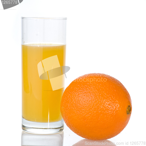 Image of orange juice and orange isolated on white