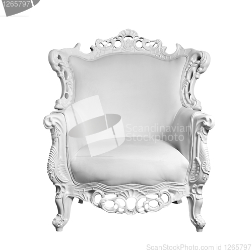 Image of antique white leather chair isolated on white