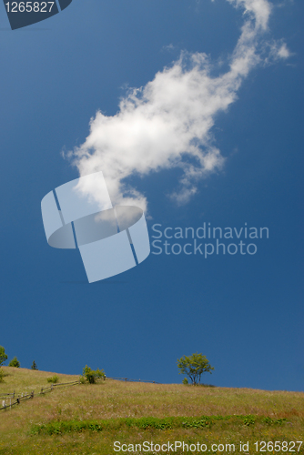 Image of summer mountains landscape with lonesome cloud