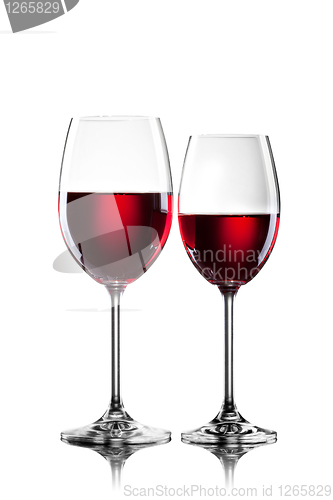 Image of Red wine in glasses isolated on white