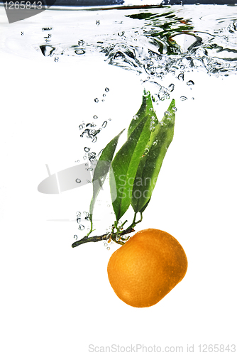 Image of Splash of orange to water with bubbles of air