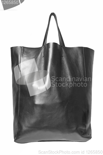 Image of luxury black leather female bag isolated on white