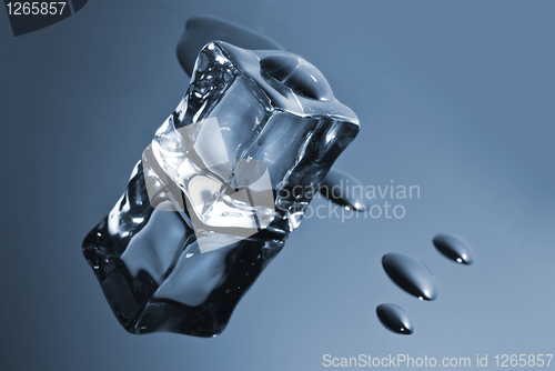 Image of ice cube with water drops