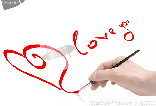 Image of Hand holding brush isolated on white