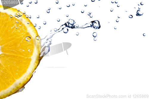 Image of fresh water drops on orange isolated on white