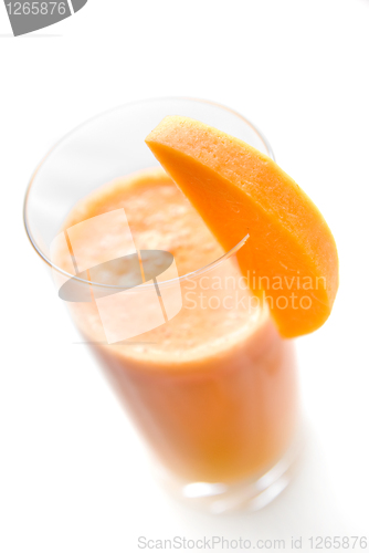 Image of fresh smoothie from carrot isolated on white