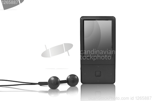 Image of mp3 player with headphones isolated