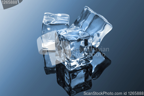 Image of ice cubes on blue