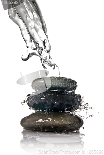 Image of Spa stones with water splash isolated on white