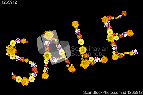 Image of sale. decorative letters from color flowers