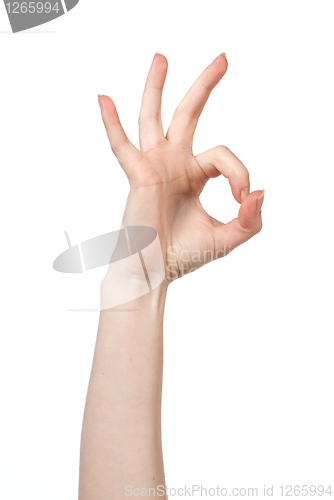 Image of Hand OK sign isolated on white