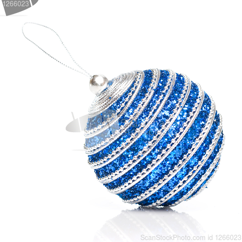 Image of blue christmas ball isolated on white
