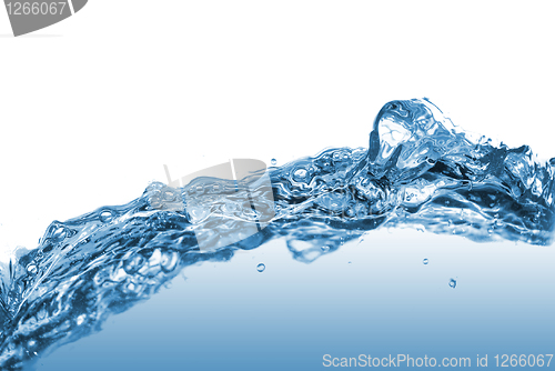 Image of water splash with bubbles isolated on white