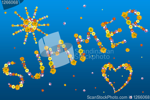 Image of decorative summer letters and symbols from color flowers