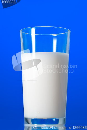 Image of Milk in glass isolated on blue