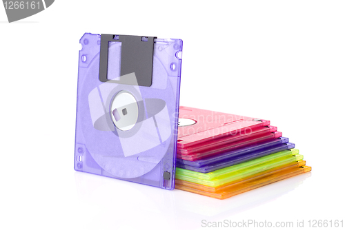 Image of Color floppy disks isolated on white