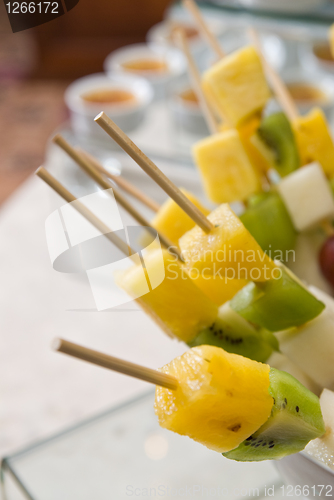 Image of shashlik from fresh fruits