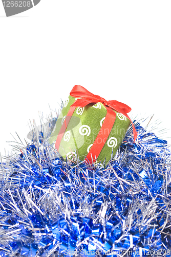 Image of christmas gift with decoration isolated on white