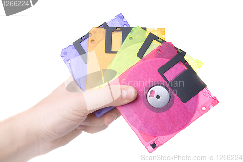 Image of Color floppy disks isolated on white
