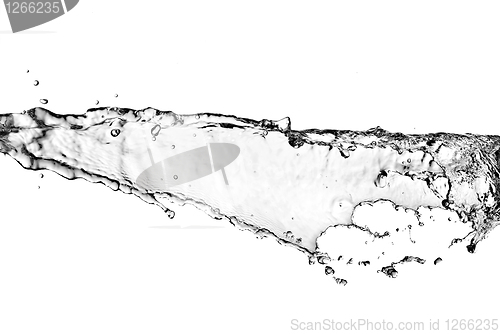 Image of water splash with bubbles isolated on white