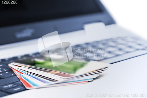Image of Credit cards on the notebook