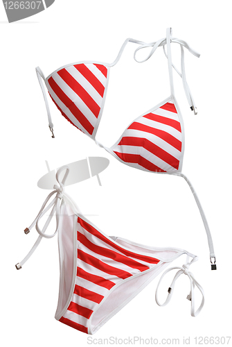 Image of red woman swimming suit isolated on white