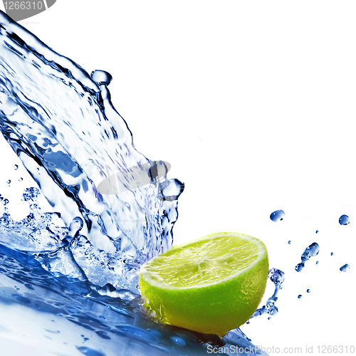 Image of fresh water drops on lime isolated on white