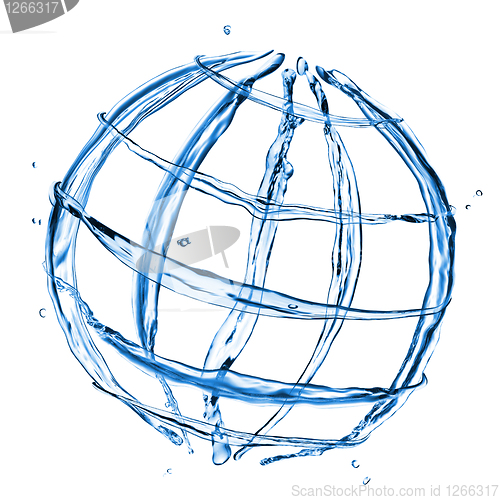 Image of abstract globe from water splashes isolated on white