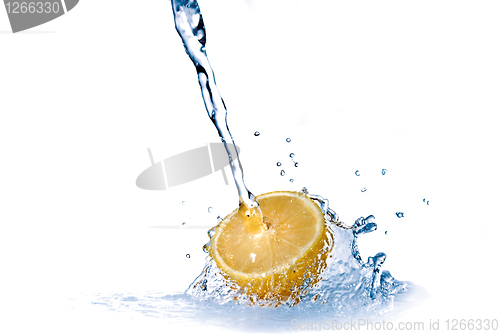 Image of fresh water drops on lemon isolated on white