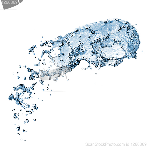 Image of water splash with bubbles isolated on white