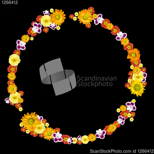 Image of decorative environment and recycling symbol from color flowers