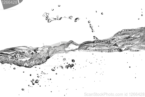 Image of water splash with bubbles isolated on white
