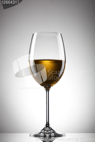 Image of White wine in the glass on white