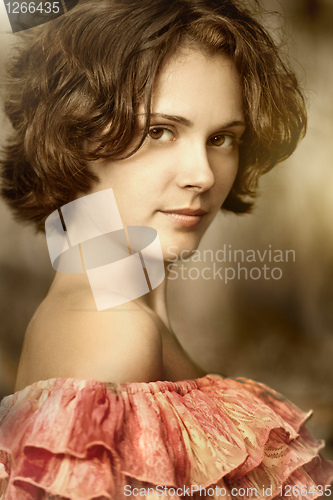 Image of oldstyle portrait of pretty young woman