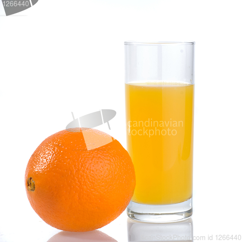 Image of orange juice and orange isolated on white