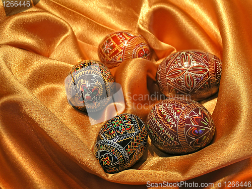 Image of easter eggs on satin